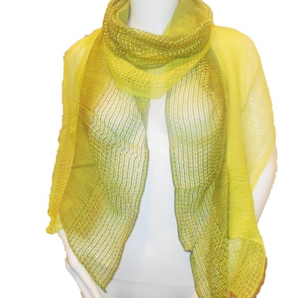 Scarf Lime Green Sparkly Lurex Sheer NEW - Picture 4 of 4